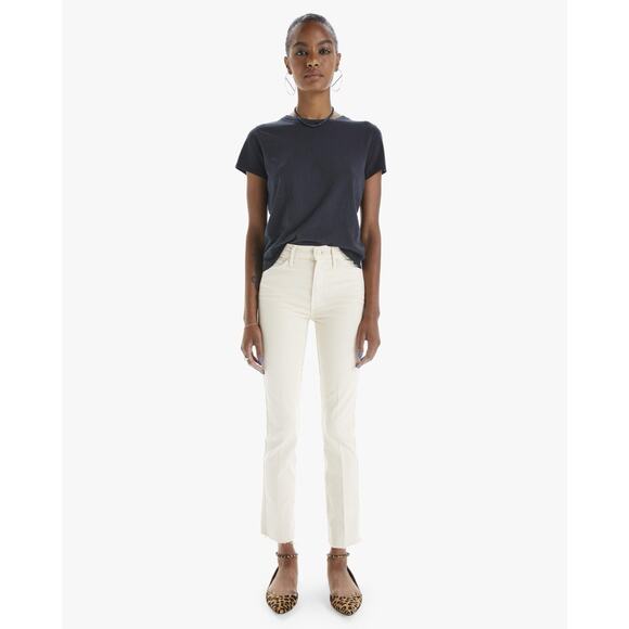 MOTHER Denim - NWT Mother High Waisted Rascal Ankle Fray Chalk It Up Ivory Jeans